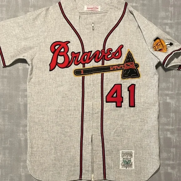 Authentic Vintage Mitchell Ness 1957 Milwaukee Braves Eddie Mathews Jersey